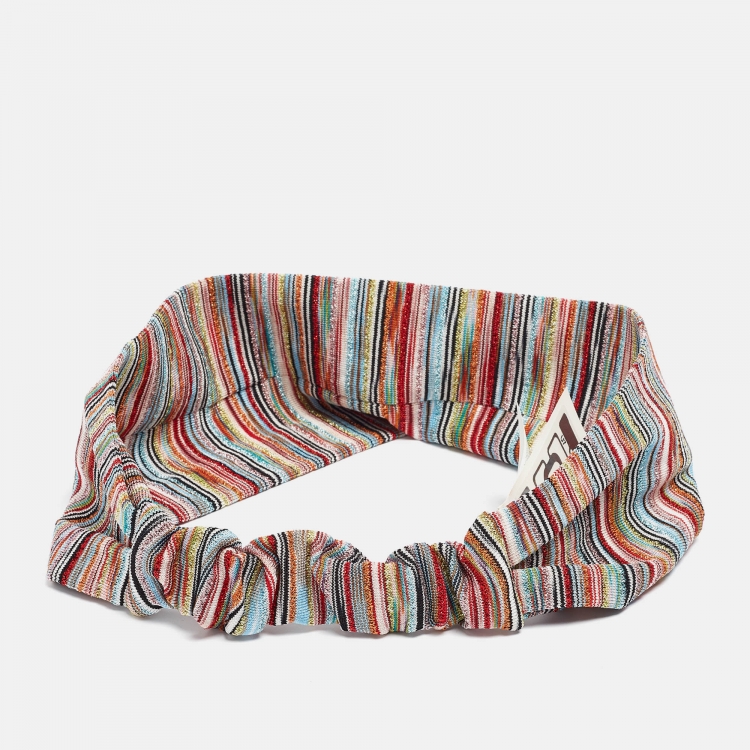 Pre Owned Missoni Mare Multicolor Stripe Lurex Knit Head Band 