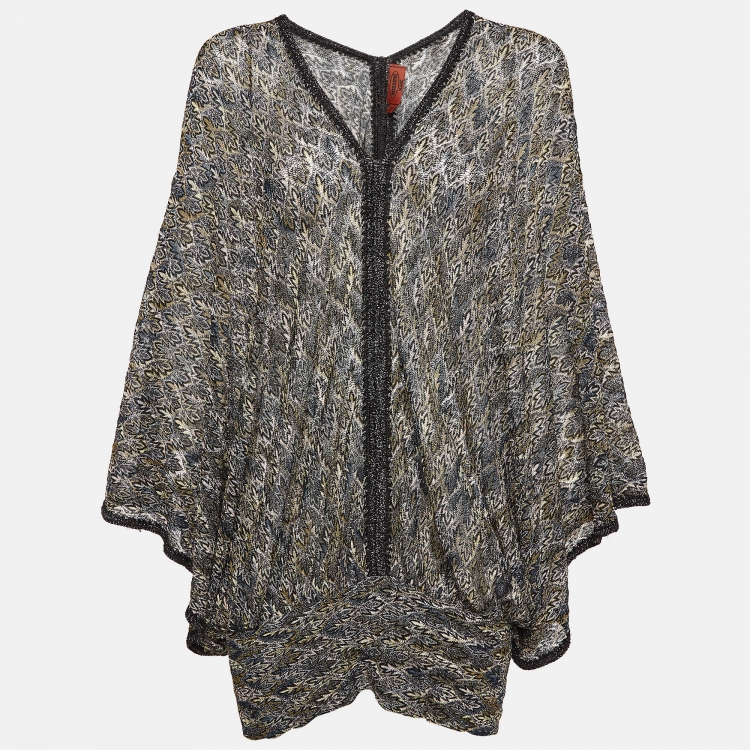 Pre Owned Missoni Mare Green Patterned Lurex Knit Cover-Up Mini Dress M