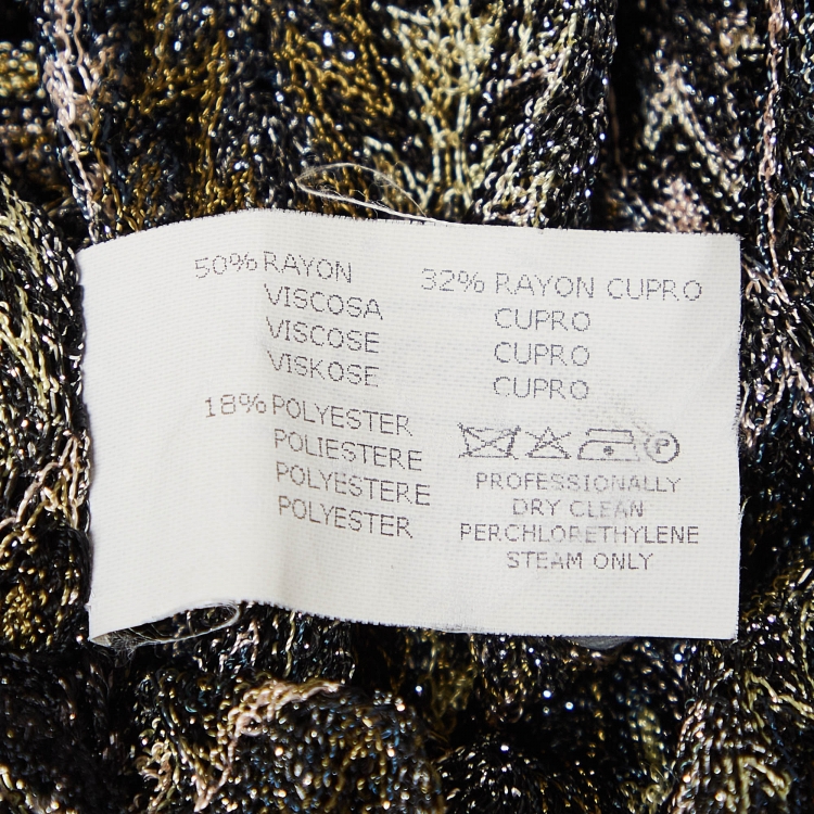 Pre Owned Missoni Mare Green Patterned Lurex Knit Cover-Up Mini Dress M