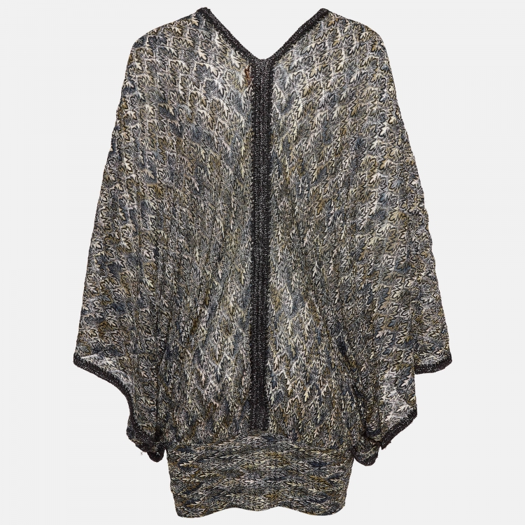 Pre Owned Missoni Mare Green Patterned Lurex Knit Cover-Up Mini Dress M