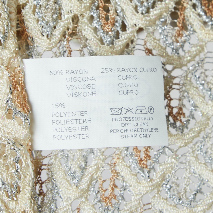 Pre Owned Missoni Mare Cream  Lurex Knit Cover Up Kaftan Dress S
