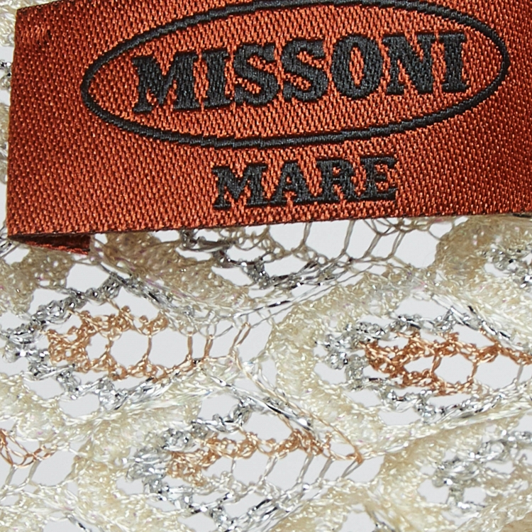 Pre Owned Missoni Mare Cream  Lurex Knit Cover Up Kaftan Dress S
