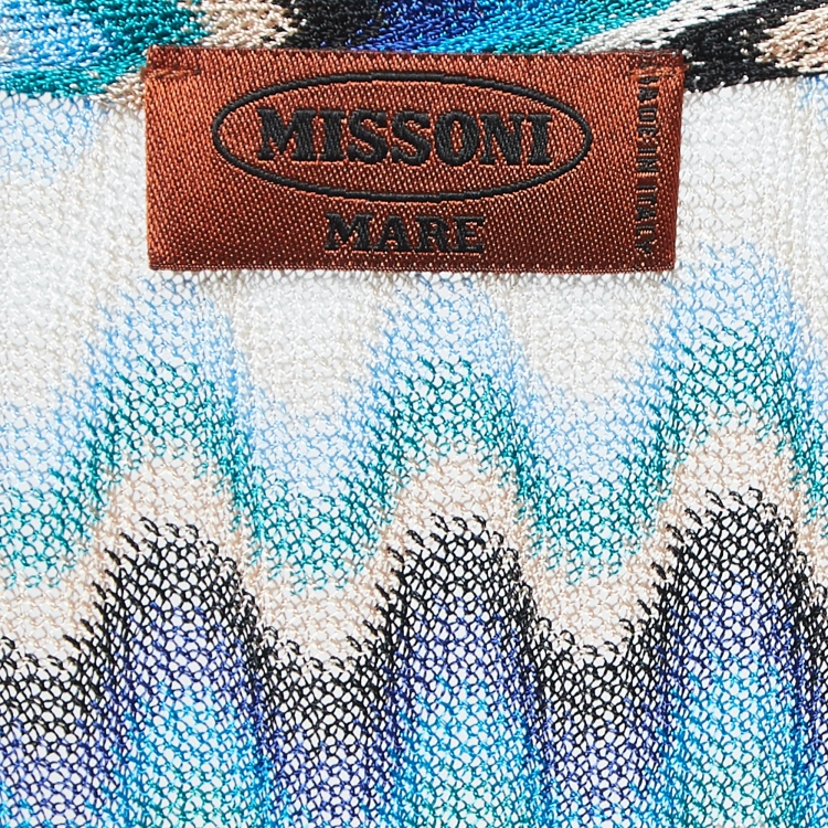 Pre Owned Missoni Mare Blue Chevron Knit Sleeveless Sheer Playsuit S