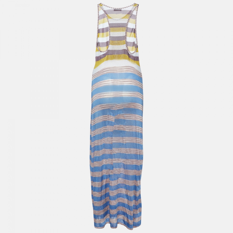 Pre Owned Missoni Mare Multicolor Striped Knit Sleeveless Maxi Dress M