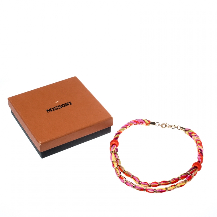 Pre Owned Missoni Multicolor Double Rope Braided Necklace