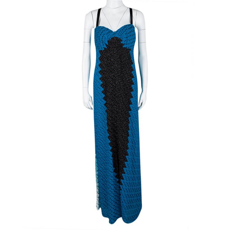 Pre Owned Missoni Multicolor Perforated Patterned Knit Sleeveless Dress L