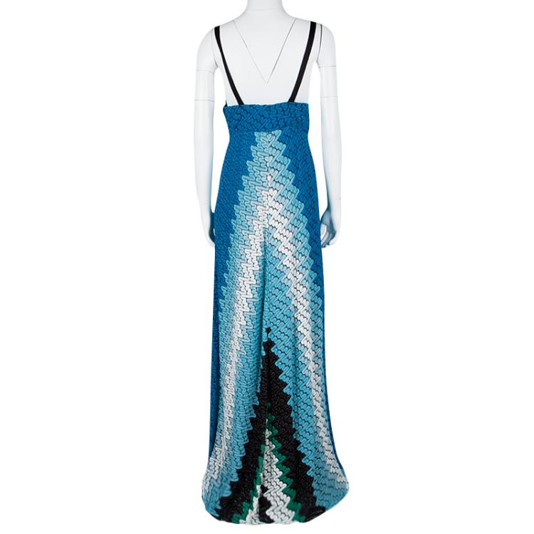 Pre Owned Missoni Multicolor Perforated Patterned Knit Sleeveless Dress L