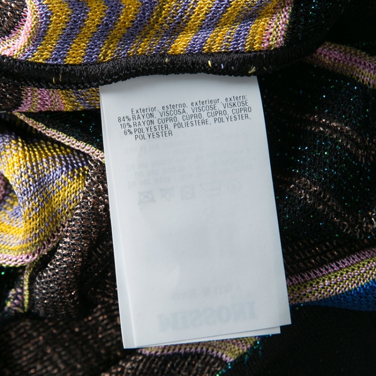 Pre Owned Missoni Multicolor Chevron Pattern Lurex Knit Open Front Cardigan S