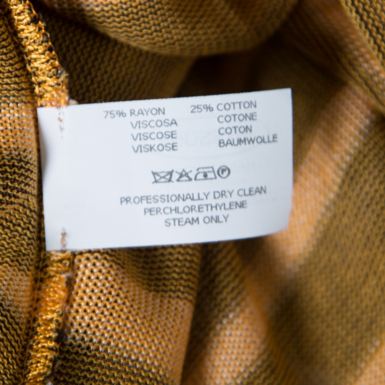 Pre Owned Missoni Mare Yellow and Brown Striped Knit V Neck Dress L