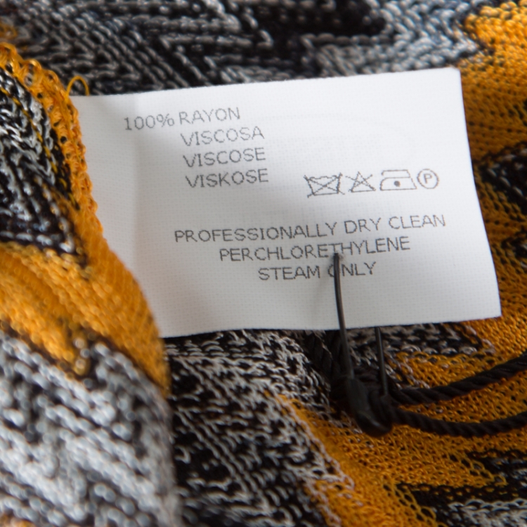 Pre Owned Missoni Knit Yellow and Black Chevron Knit Wide Leg Cover Up Pants L