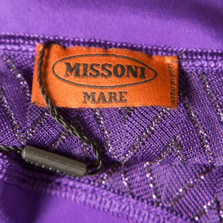 Pre Owned Missoni Mare Purple Chevron Patterned Lurex Knit Cover Up Kaftan L