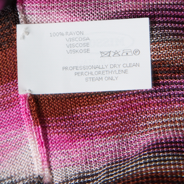 Pre Owned Missoni Pink Marled Striped Drop Shoulder V Neck Poesia Blouse L