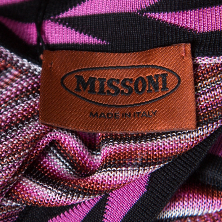 Pre Owned Missoni Pink Marled Striped Drop Shoulder V Neck Poesia Blouse L