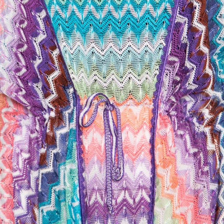 Pre Owned Missoni Multicolor Crochet Knit Cannes Kaftan Tunic L