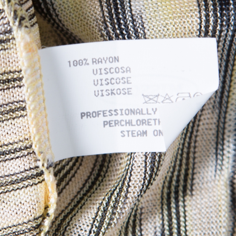 Pre Owned Missoni Yellow and Black Striped Knit Button Front Mabel Cardigan M