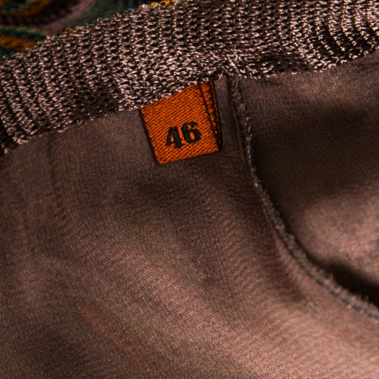Pre Owned Missoni Multicolor Perforated Patterned Knit Fold Over Waist Detail Skirt L
