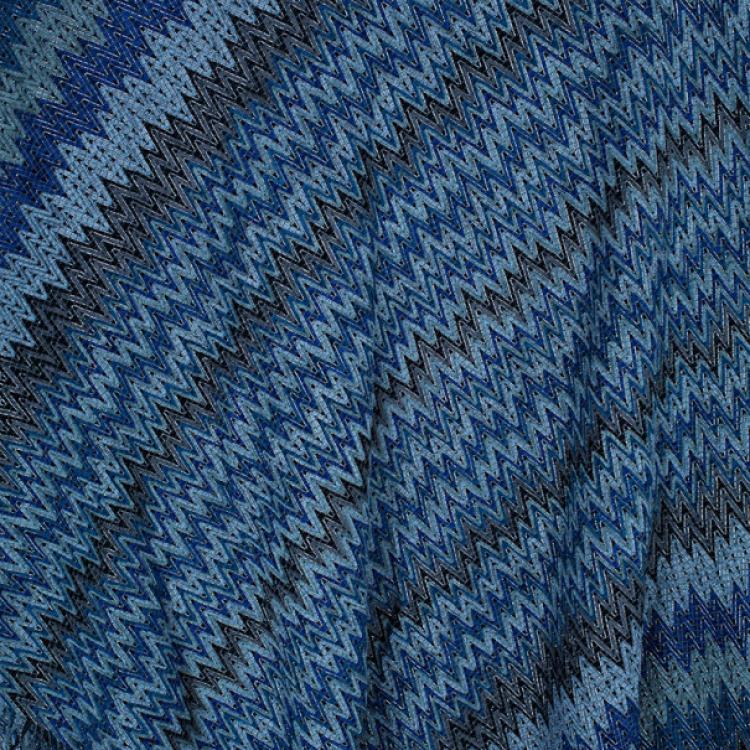 Pre Owned Missoni Blue Tonal Knit Poncho