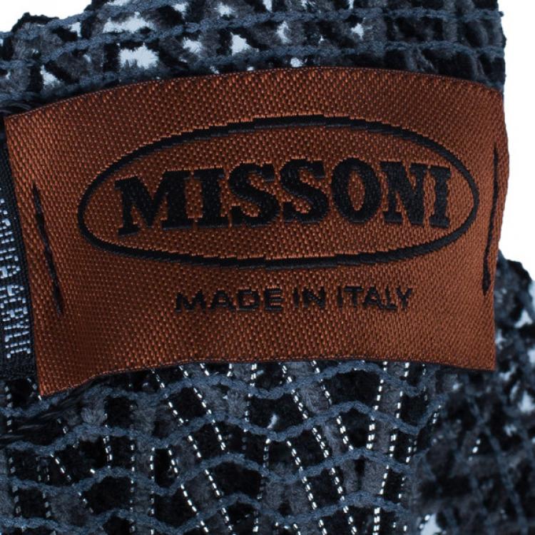 Pre Owned Missoni Blue Tonal Knit Poncho