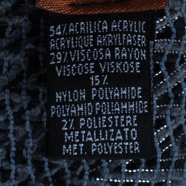 Pre Owned Missoni Blue Tonal Knit Poncho