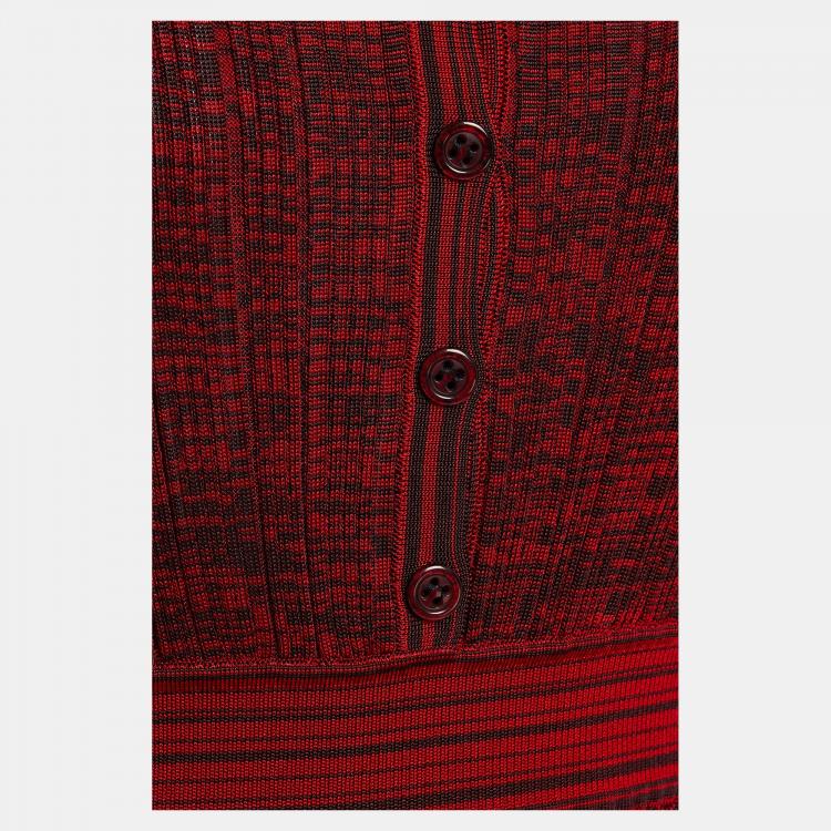 Pre Owned Missoni Red Ribbed Knit Maxi Dress M (IT 42)