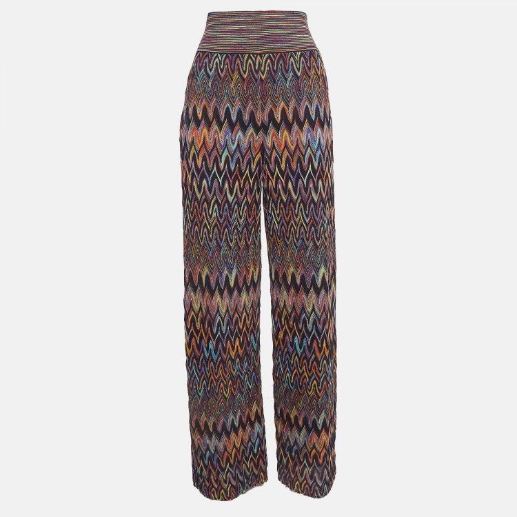 Pre Owned Missoni Multicolor Patterned Wool Knit Palazzo Pants M