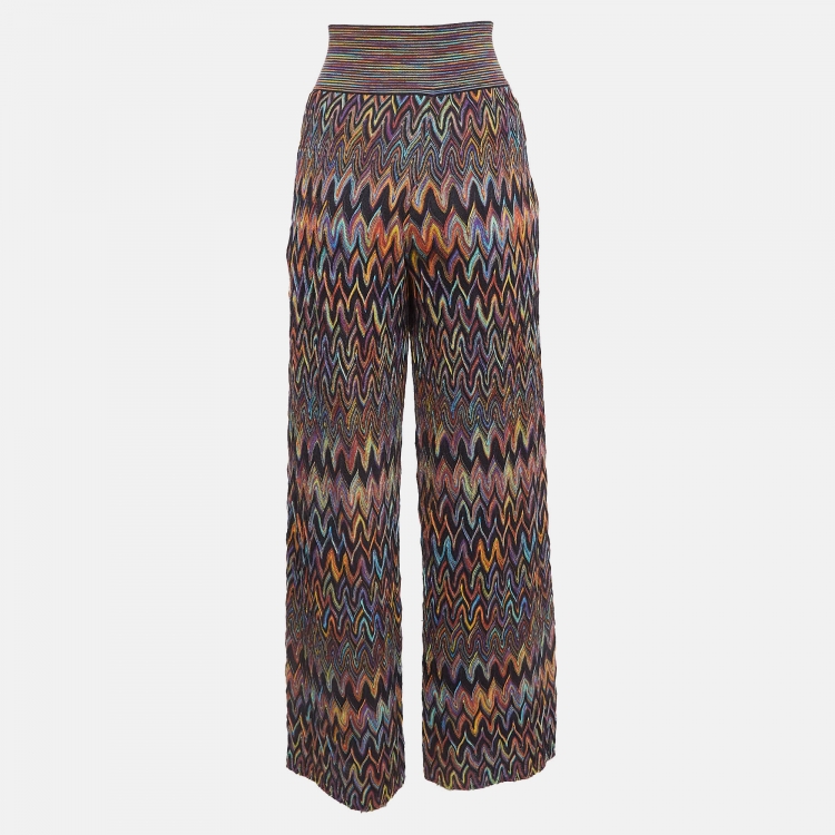 Pre Owned Missoni Multicolor Patterned Wool Knit Palazzo Pants M
