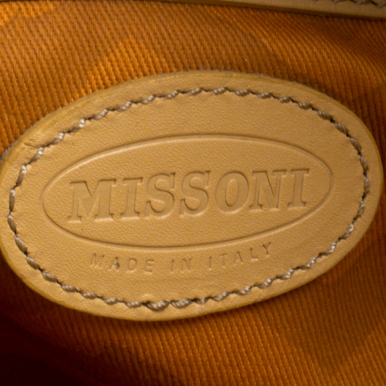 Pre Owned Missoni Multicolor/Beige Printed Canvas and Leather Tote