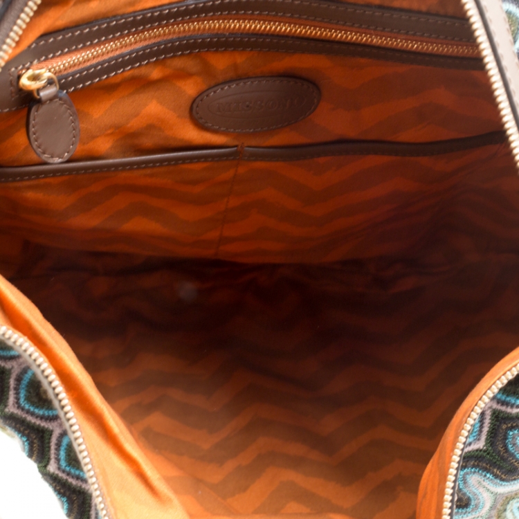 Pre Owned Missoni Green/Multicolor Fabric Weave Hobo