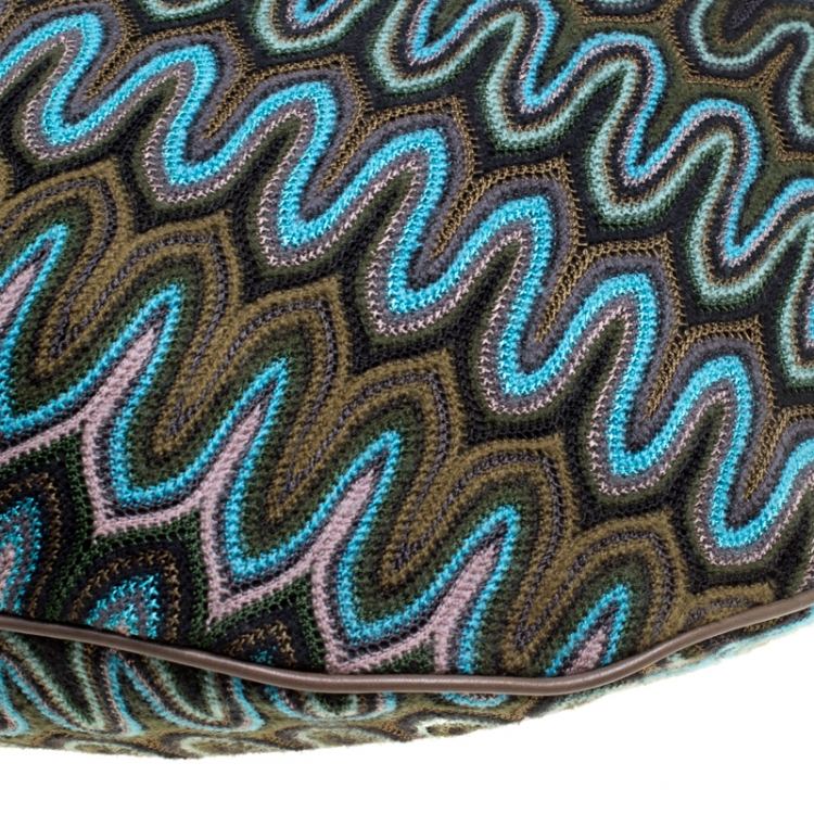 Pre Owned Missoni Green/Multicolor Fabric Weave Hobo