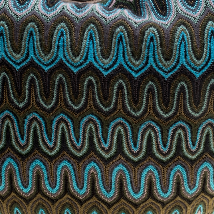 Pre Owned Missoni Green/Multicolor Fabric Weave Hobo