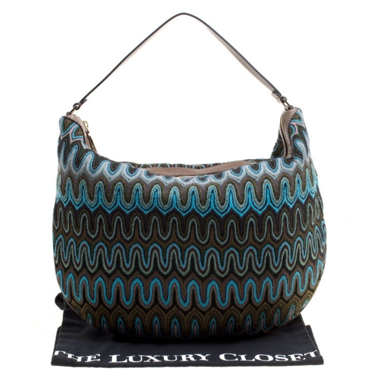Pre Owned Missoni Green/Multicolor Fabric Weave Hobo