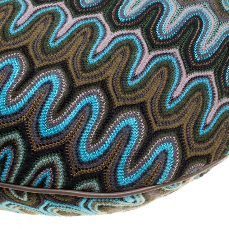 Pre Owned Missoni Green/Multicolor Fabric Weave Hobo