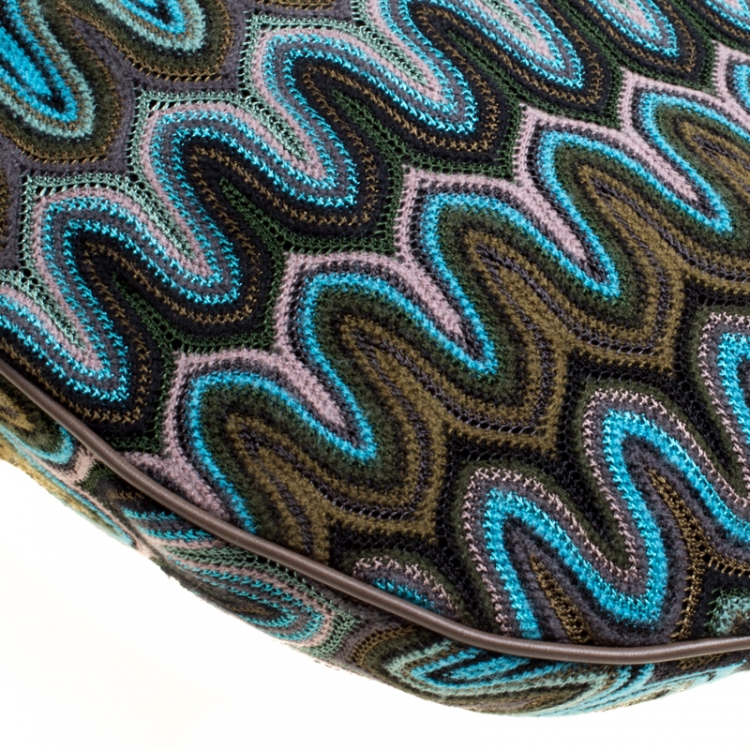 Pre Owned Missoni Green/Multicolor Fabric Weave Hobo