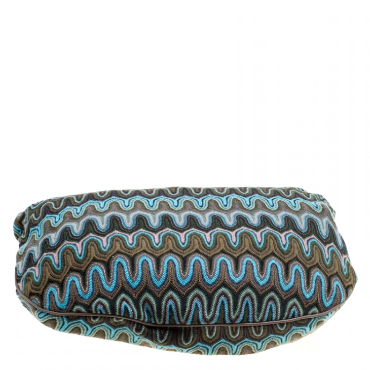 Pre Owned Missoni Green/Multicolor Fabric Weave Hobo