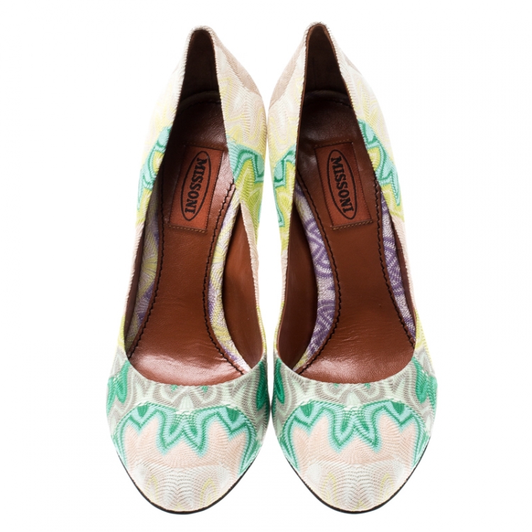 Pre Owned Missoni Multicolor Knit Fabric Pumps Size 38