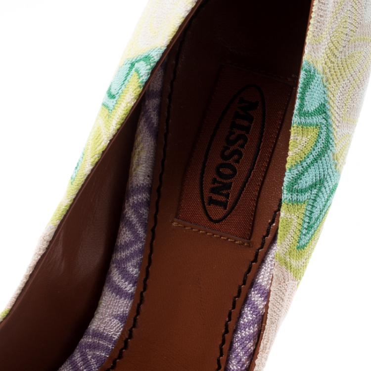 Pre Owned Missoni Multicolor Knit Fabric Pumps Size 38