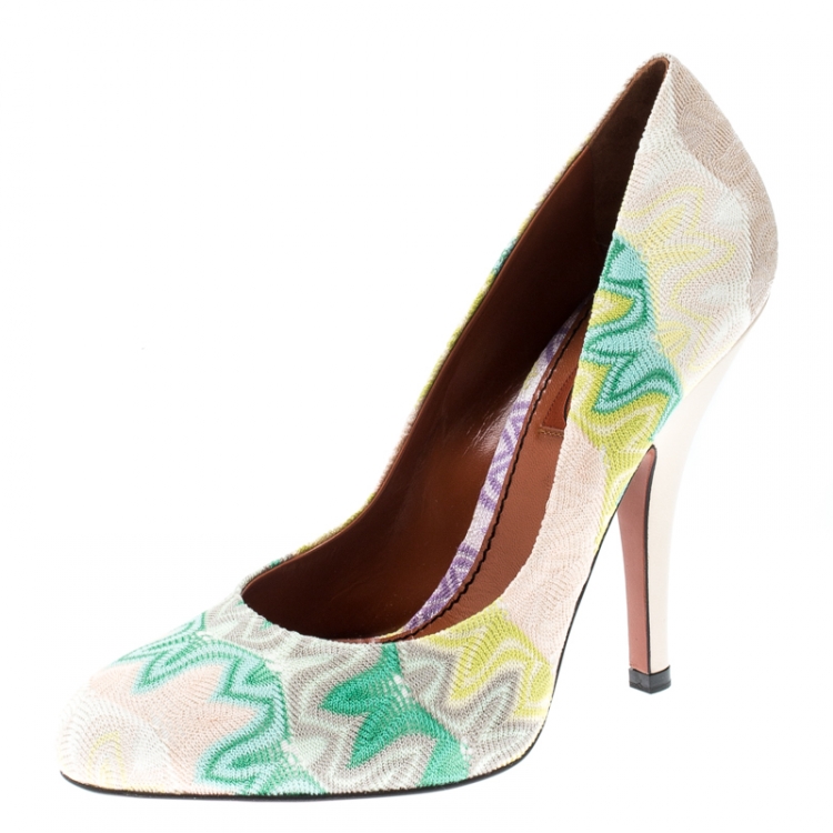 Pre Owned Missoni Multicolor Knit Fabric Pumps Size 38