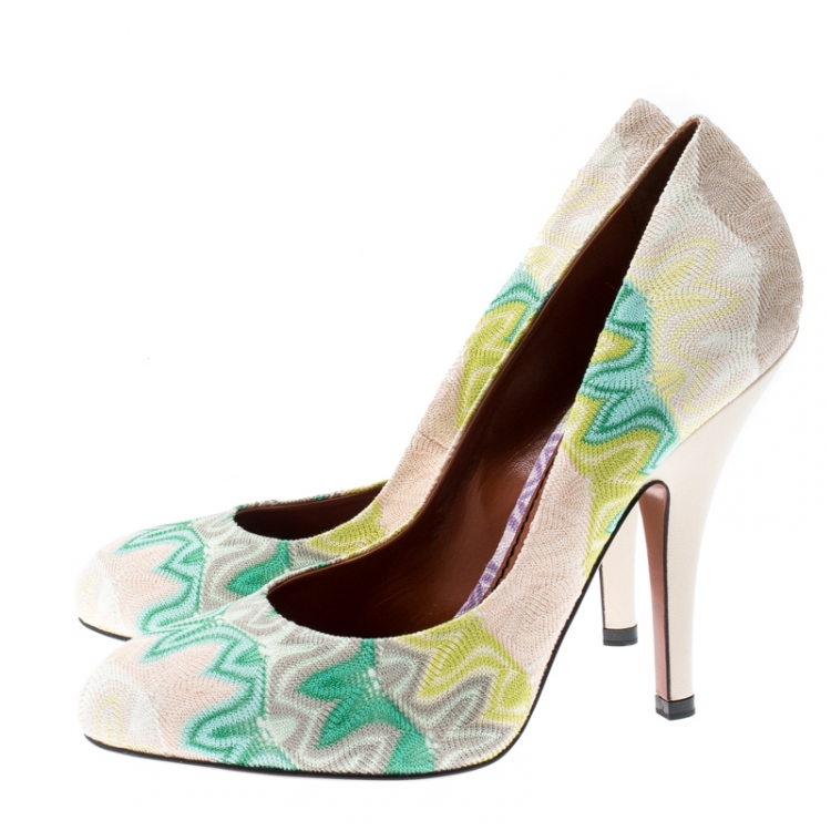 Pre Owned Missoni Multicolor Knit Fabric Pumps Size 38