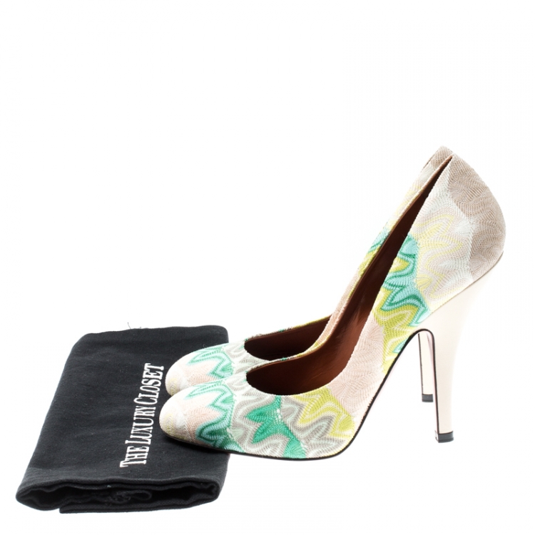 Pre Owned Missoni Multicolor Knit Fabric Pumps Size 38