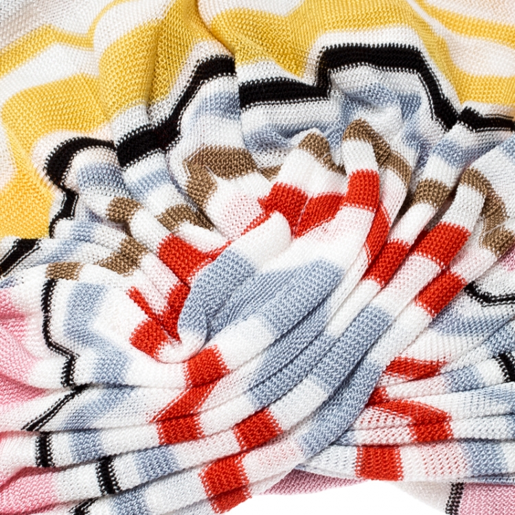Pre Owned Missoni Mare Multicolor Zig Zag Pattern Knit Beach Turban