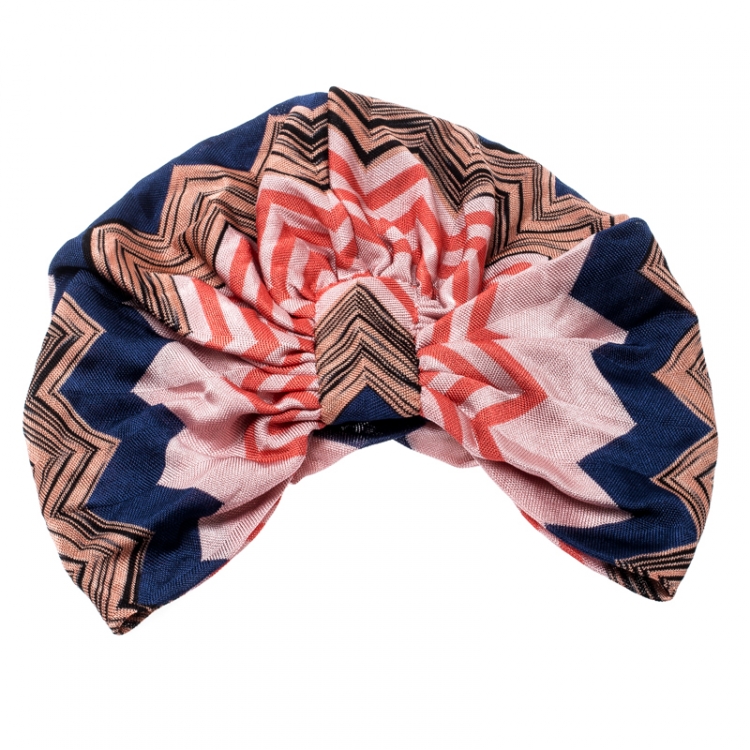 Pre Owned Missoni Mare Multicolor Zig Zag Pattern Knit Beach Turban