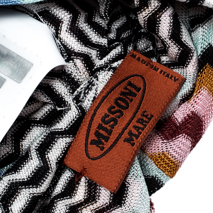 Pre Owned Missoni Mare Multicolor Zig Zag Pattern Knit Beach Turban