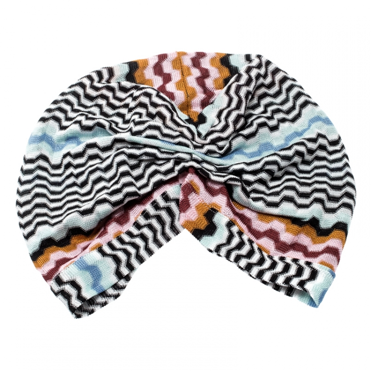 Pre Owned Missoni Mare Multicolor Zig Zag Pattern Knit Beach Turban