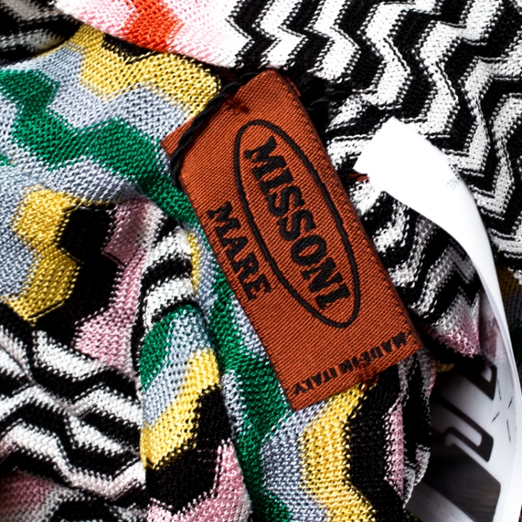Pre Owned Missoni Mare Multicolor Zig Zag Pattern Knit Beach Turban