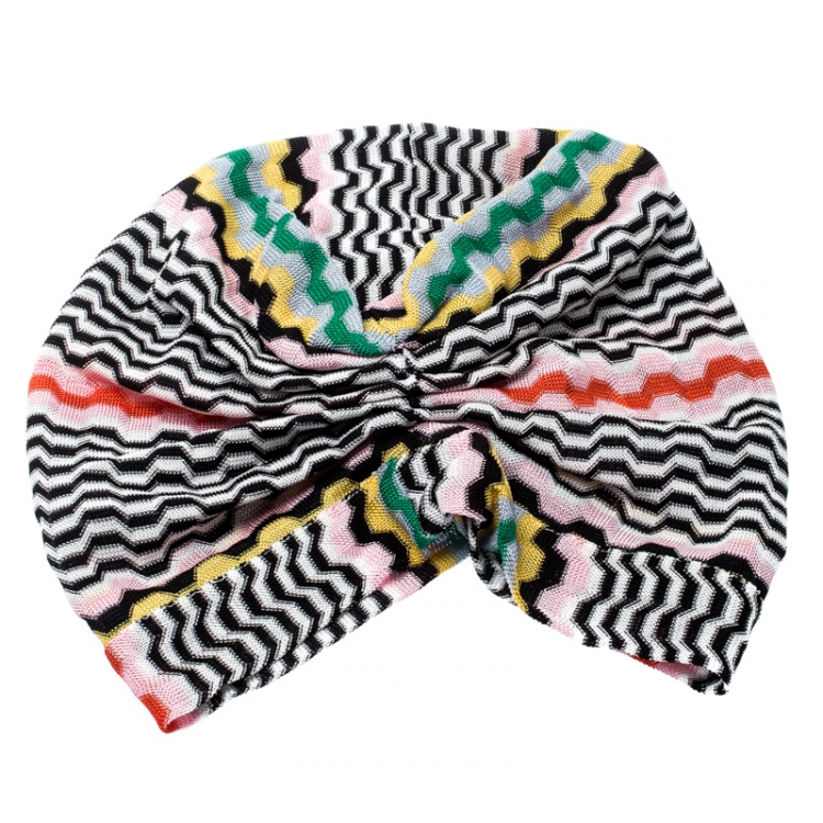 Pre Owned Missoni Mare Multicolor Zig Zag Pattern Knit Beach Turban