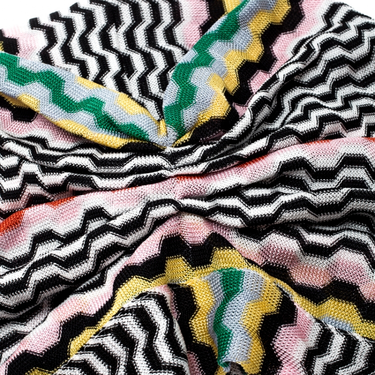 Pre Owned Missoni Mare Multicolor Zig Zag Pattern Knit Beach Turban
