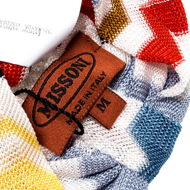 Pre Owned Missoni Multicolor Zig Zag Pattern Knit Turban M