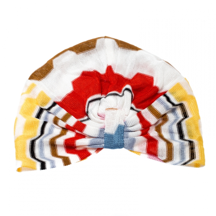 Pre Owned Missoni Multicolor Zig Zag Pattern Knit Turban M