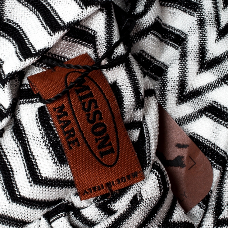 Pre Owned Missoni Mare Monochrome Zig Zag Pattern Knit Beach Turban