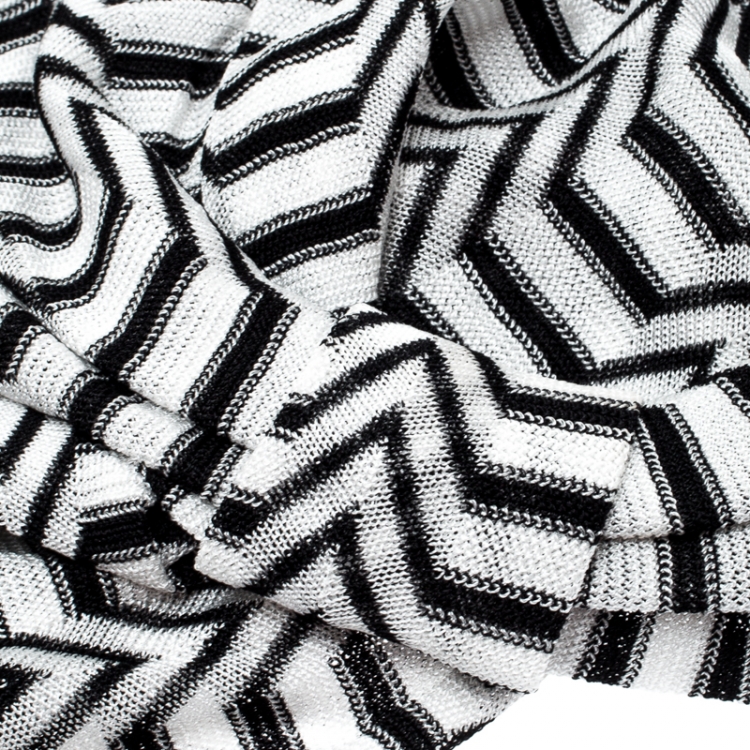 Pre Owned Missoni Mare Monochrome Zig Zag Pattern Knit Beach Turban